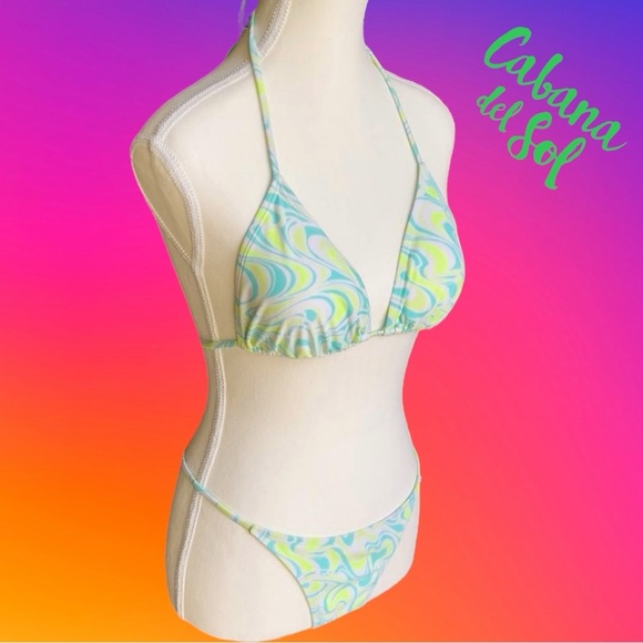 Swirl Bikini - Teal and Yellow ( with cover-up) - Picture 6 of 15